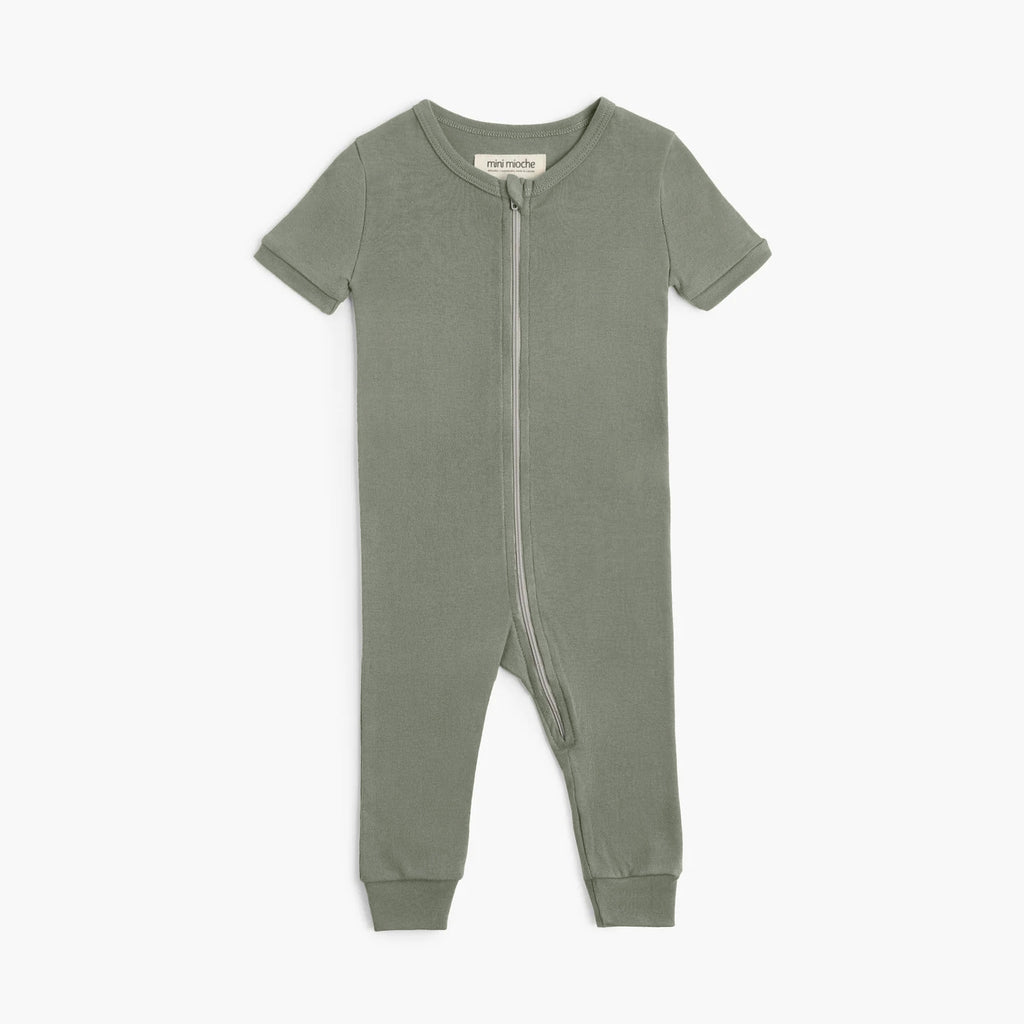 Organic Cotton Baby Sleeper - Dreamy Shortie Sleeper Romper - Baby and Toddler Sleepers and Sleepwear - Thyme - Made in Canada - mini mioche