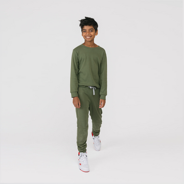 Dreamy Skinny Sweats - Organic Cotton Kids Sweatpants - Hunter - Kids and Teens Sweatpants Made in Canada - mini mioche