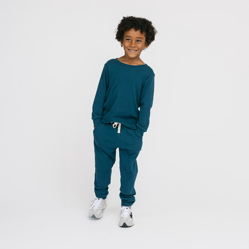 Dreamy Skinny Sweats - Organic Cotton Kids Sweatpants - Juniper - Kids and Toddler Sweatpants Made in Canada - mini mioche