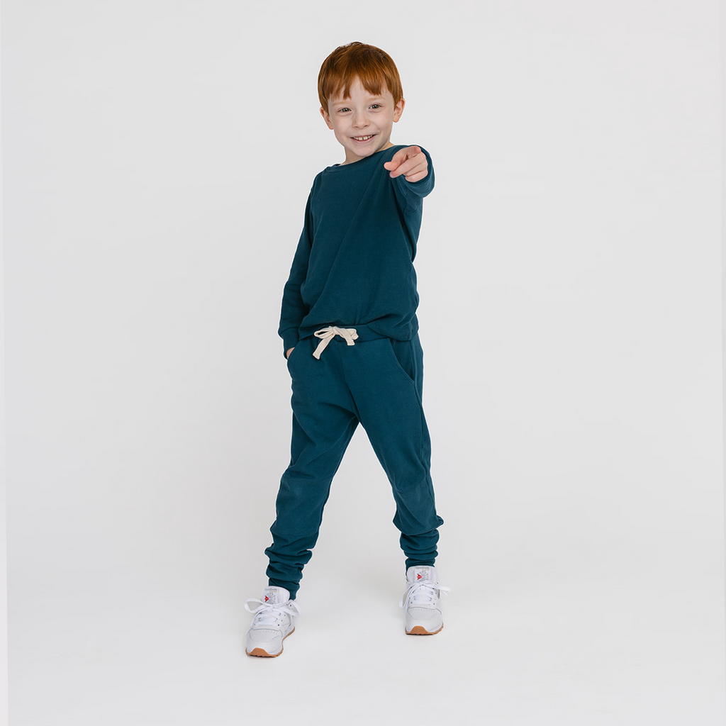 Dreamy Long Sleeve Crew - Organic Cotton Kids Shirts - Juniper - Baby and Toddler Shirts Made in Canada - mini mioche