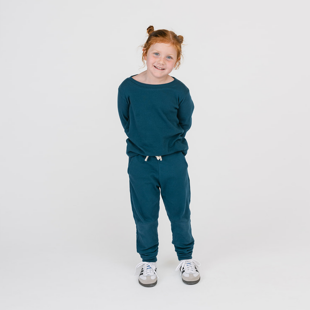 Dreamy Long Sleeve Crew - Organic Cotton Kids Shirts - Juniper - Baby and Toddler Shirts Made in Canada - mini mioche