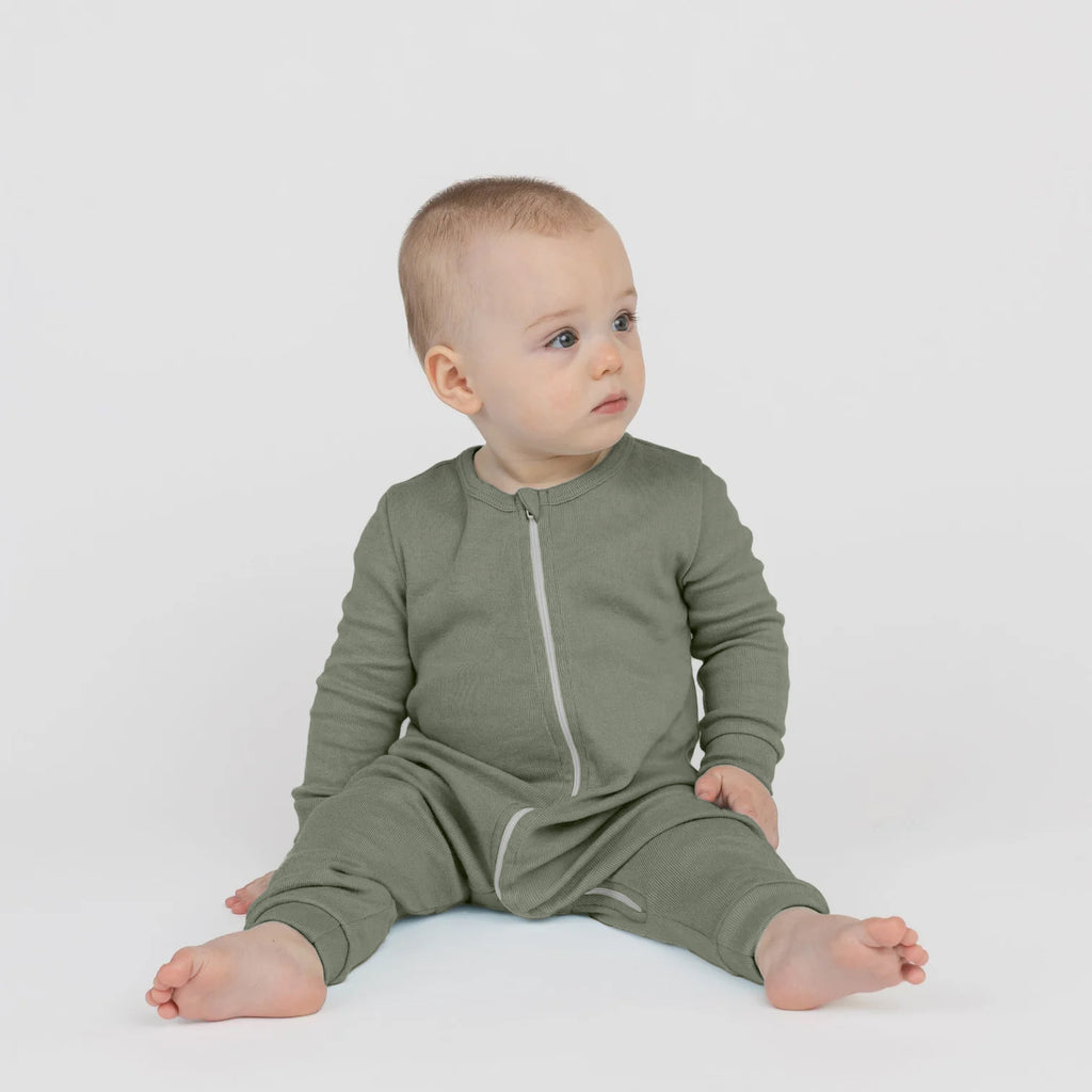 Dreamy Sleeper Romper - 100% Organic Cotton Baby Sleepwear and Pajamas - Thyme - Baby Toddler and Kids - mini mioche