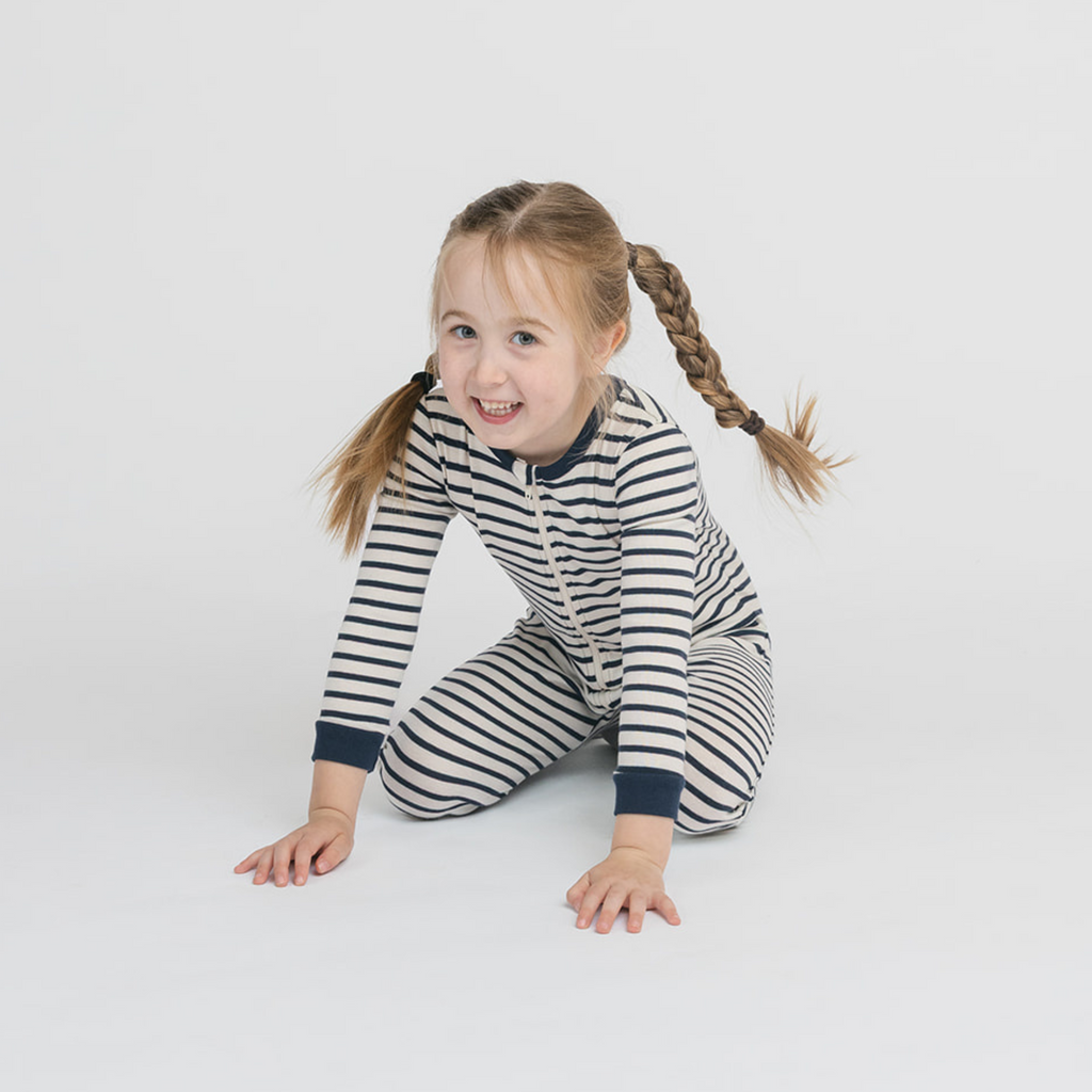 Dreamy Sleeper Romper - Pajamas - Nautical Stripe - 0-3 months - mini mioche
