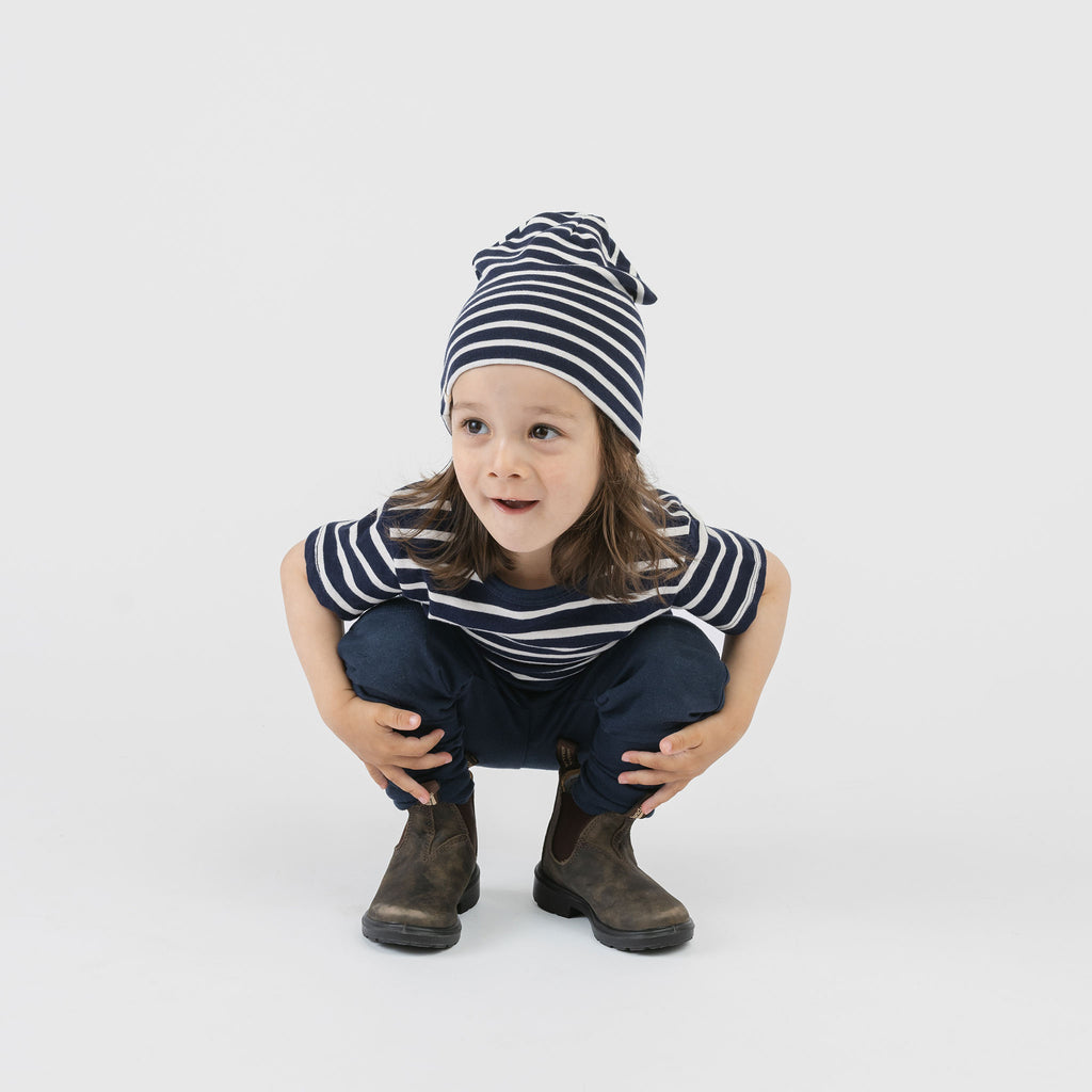 Dreamy Slouchy Beanie - Hats - Navy Stripe - 0-12 - mini mioche