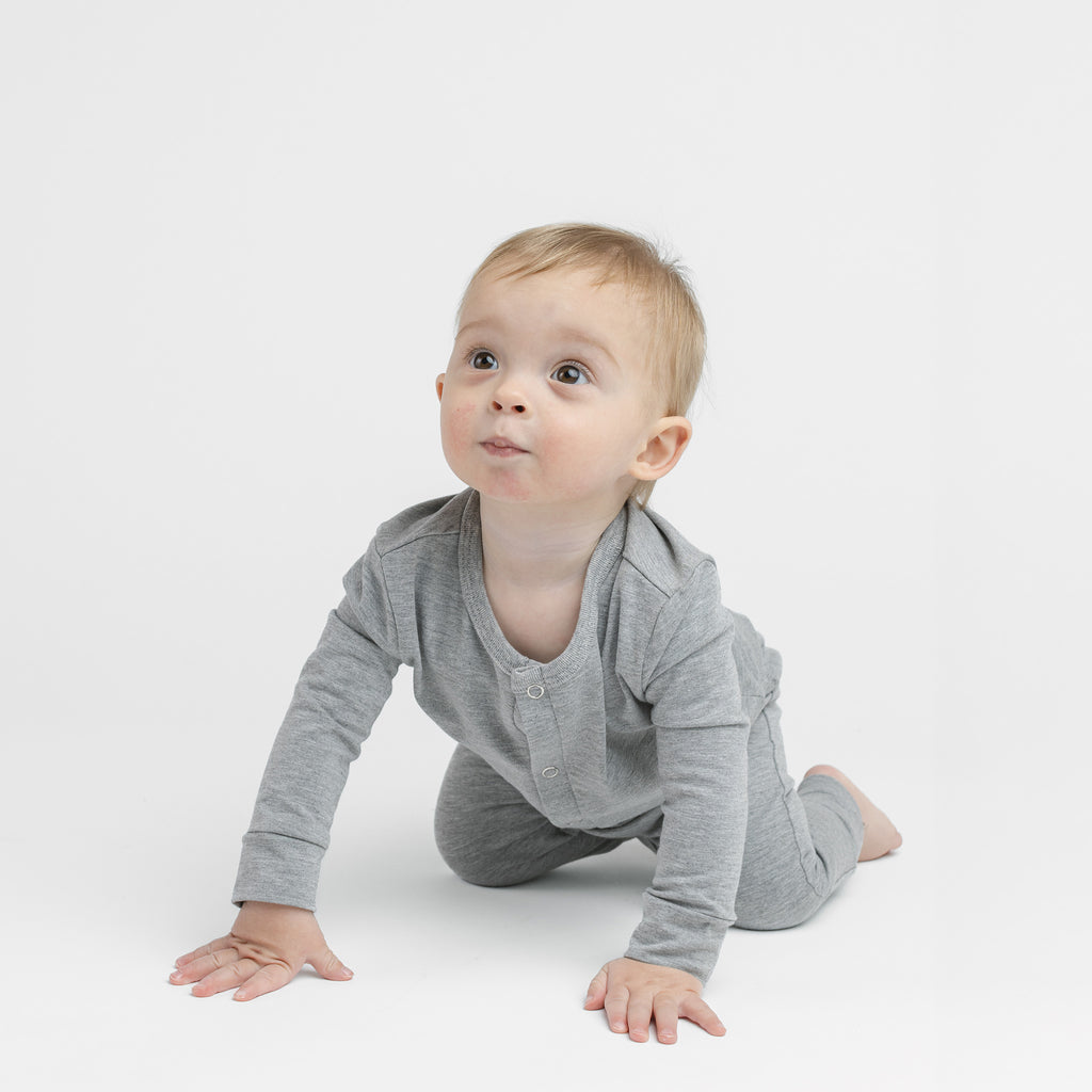 Flow Henley Romper - Rompers - Greymix - 0-3 months - mini mioche