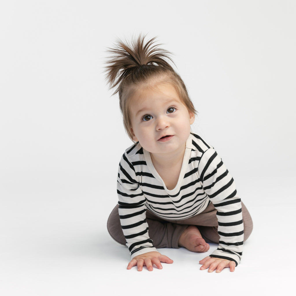 Cloud Long Sleeve Onesie - Onesies - Natural Stripe - 0-3 months - mini mioche