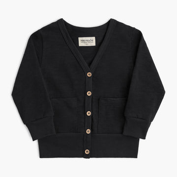 100% Organic Cotton Kids Cardigan - Mod Cardi - Black - Babies Toddlers and Kids - mini mioche