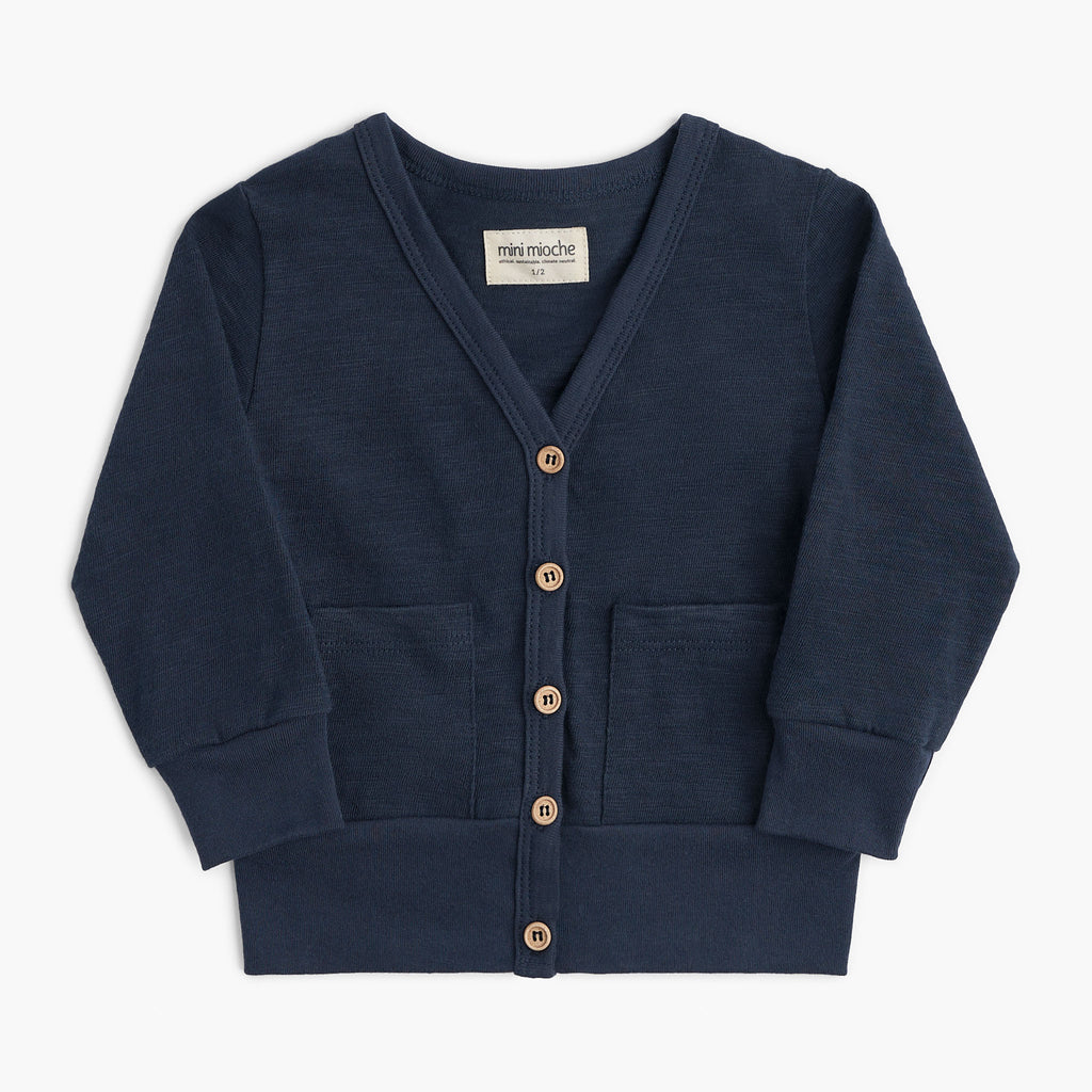 100% Organic Cotton Kids Cardigan - Mod Cardi - Navy - Babies Toddlers and Kids - mini mioche
