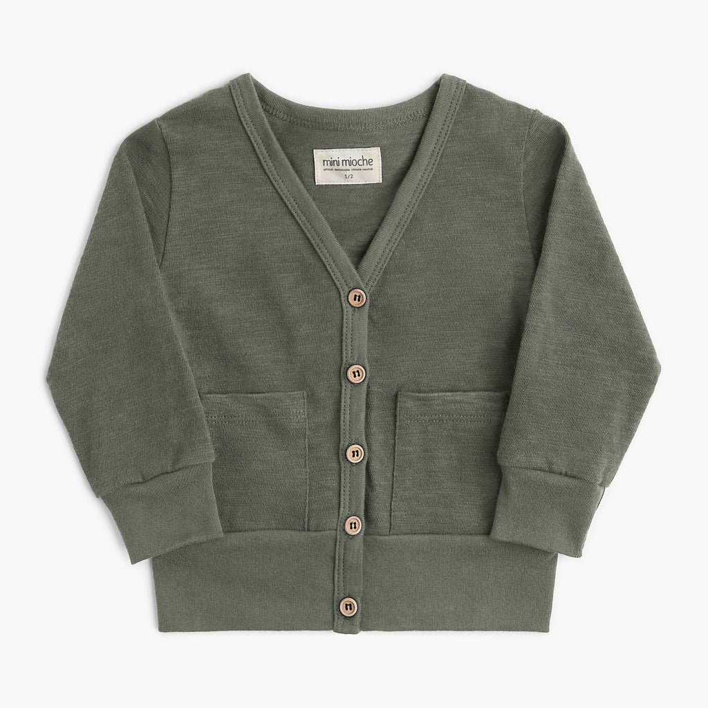 100% Organic Cotton Kids Cardigan - Mod Cardi - Thyme - Babies Toddlers and Kids - mini mioche