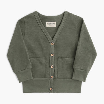 100% Organic Cotton Kids Cardigan - Mod Cardi - Thyme - Babies Toddlers and Kids - mini mioche