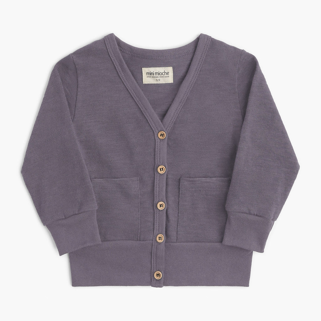 100% Organic Cotton Kids Cardigan - Mod Cardi - Vintage Plum - Babies Toddlers and Kids - mini mioche