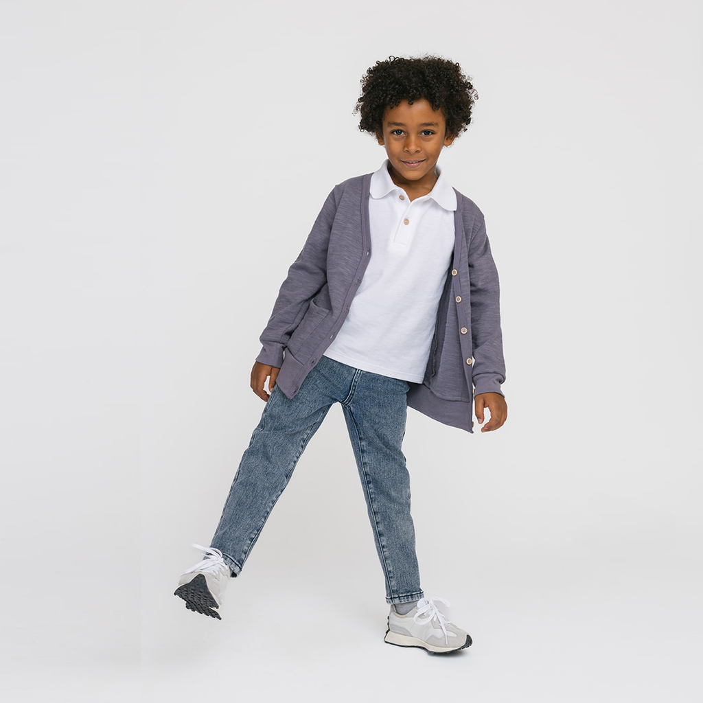 100% Organic Cotton Kids Cardigan - Mod Cardi - Vintage Plum - Babies Toddlers and Kids - mini mioche