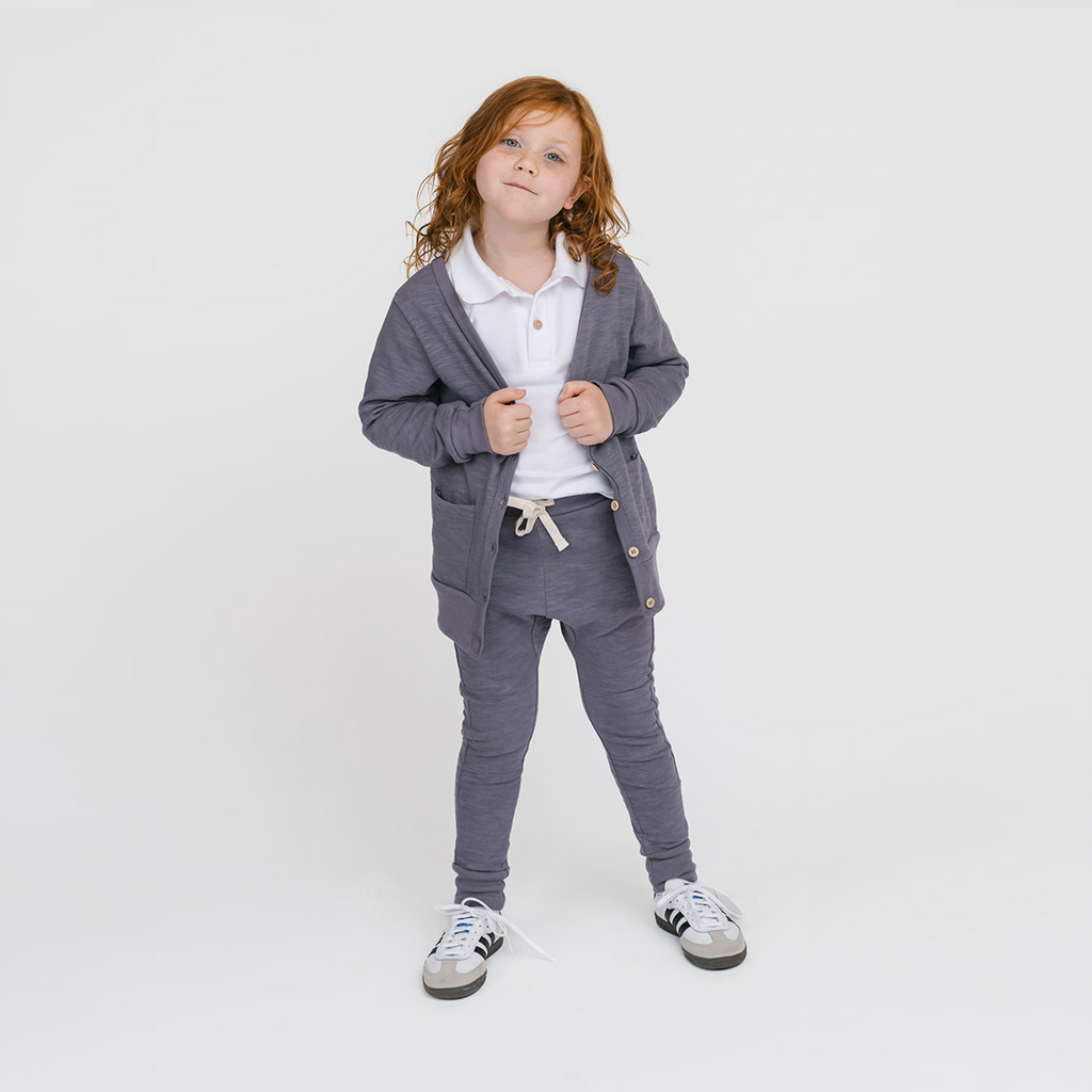 Mod Tie Joggers - Dressy Sweatpants for Kids and Toddlers - Vintage Plum - Made in Canada - mini mioche