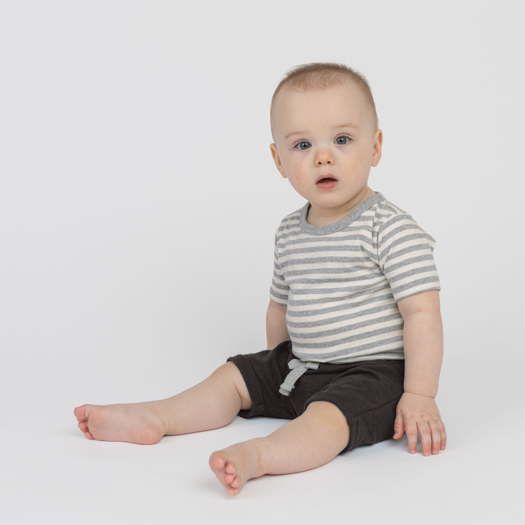 Mod Slouchy Shorts - Shorts - Charcoal - 3-6 months - mini mioche