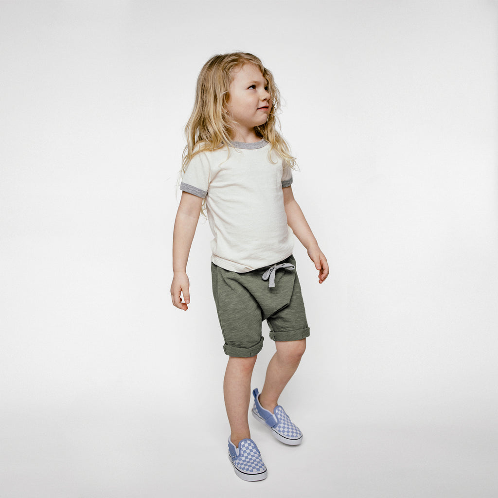 Mod Slouchy Shorts - Shorts - Thyme - 3-6 months - mini mioche