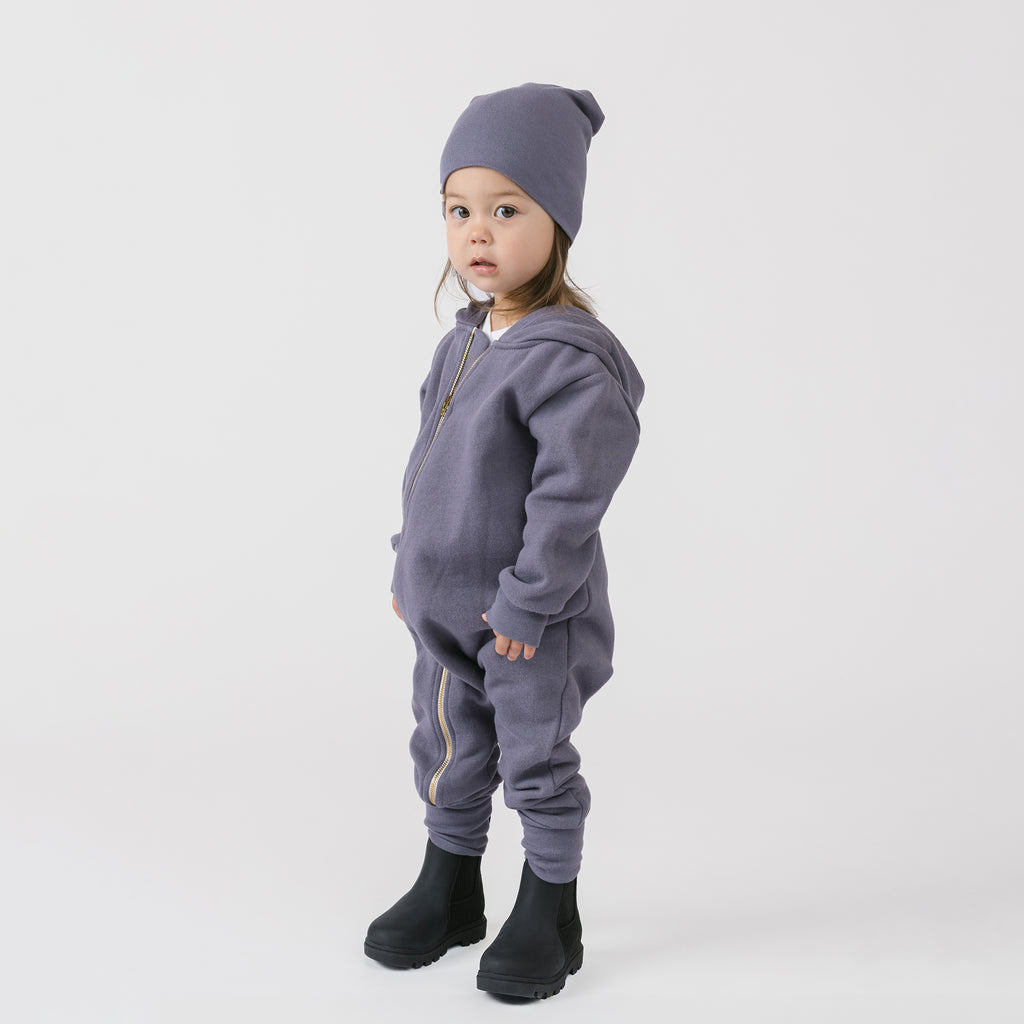 Plush Biker Romper - Organic Cotton Baby and Kids Fleece Rompers - Vintage Plum - Newborn to 12 years old - Made in Canada - mini mioche