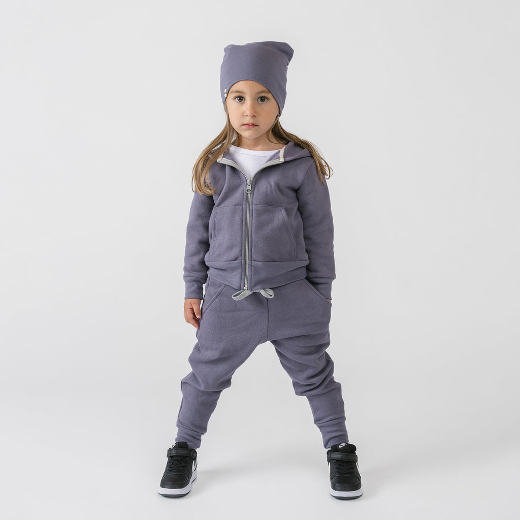 Plush Hoodie - 100% GOTS Certified Organic Cotton Fleece Hoodies - Vintage Plum - Toddlers Kids Tweens and Teens - mini mioche