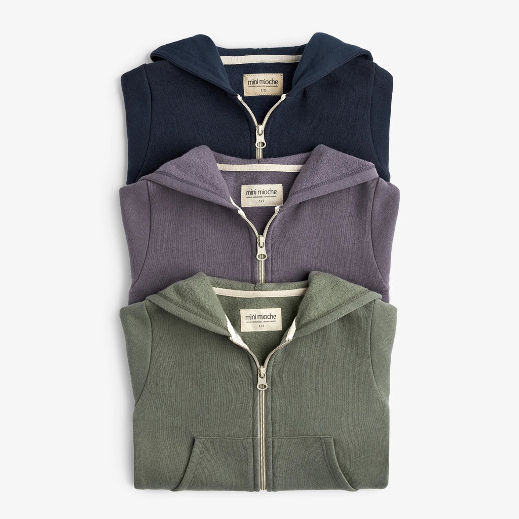 Plush Hoodie - 100% GOTS Certified Organic Cotton Fleece Hoodies - Vintage Plum - Toddlers Kids Tweens and Teens - Made in Canada - mini mioche