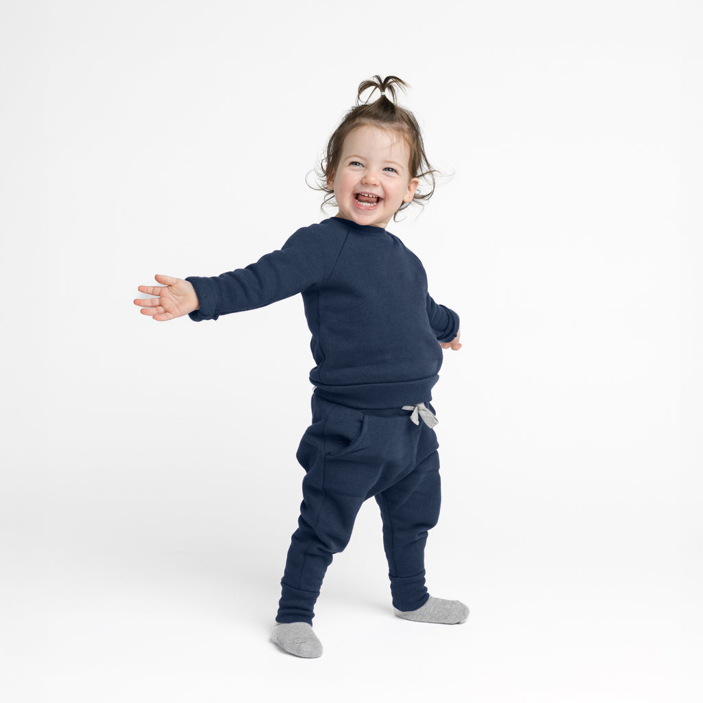 Plush Crew Raglan - Sweatshirts - Navy - 0-3 months - mini mioche