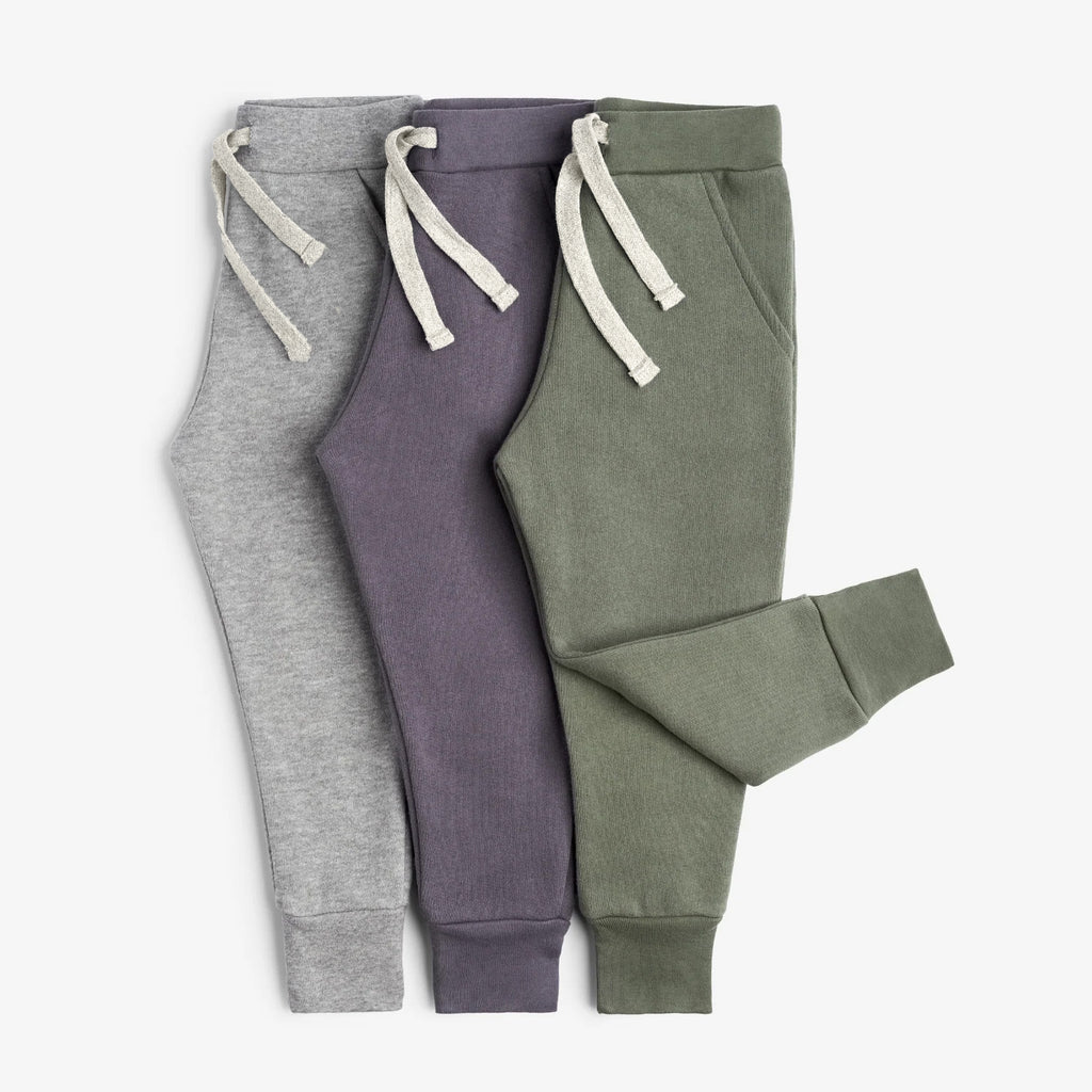 Plush Skinny Sweats - 100% GOTS-Certified Organic Cotton Fleece Sweatpants - Heather Grey - Toddler Kids Tweens and Teens - Made in Canada - mini mioche
