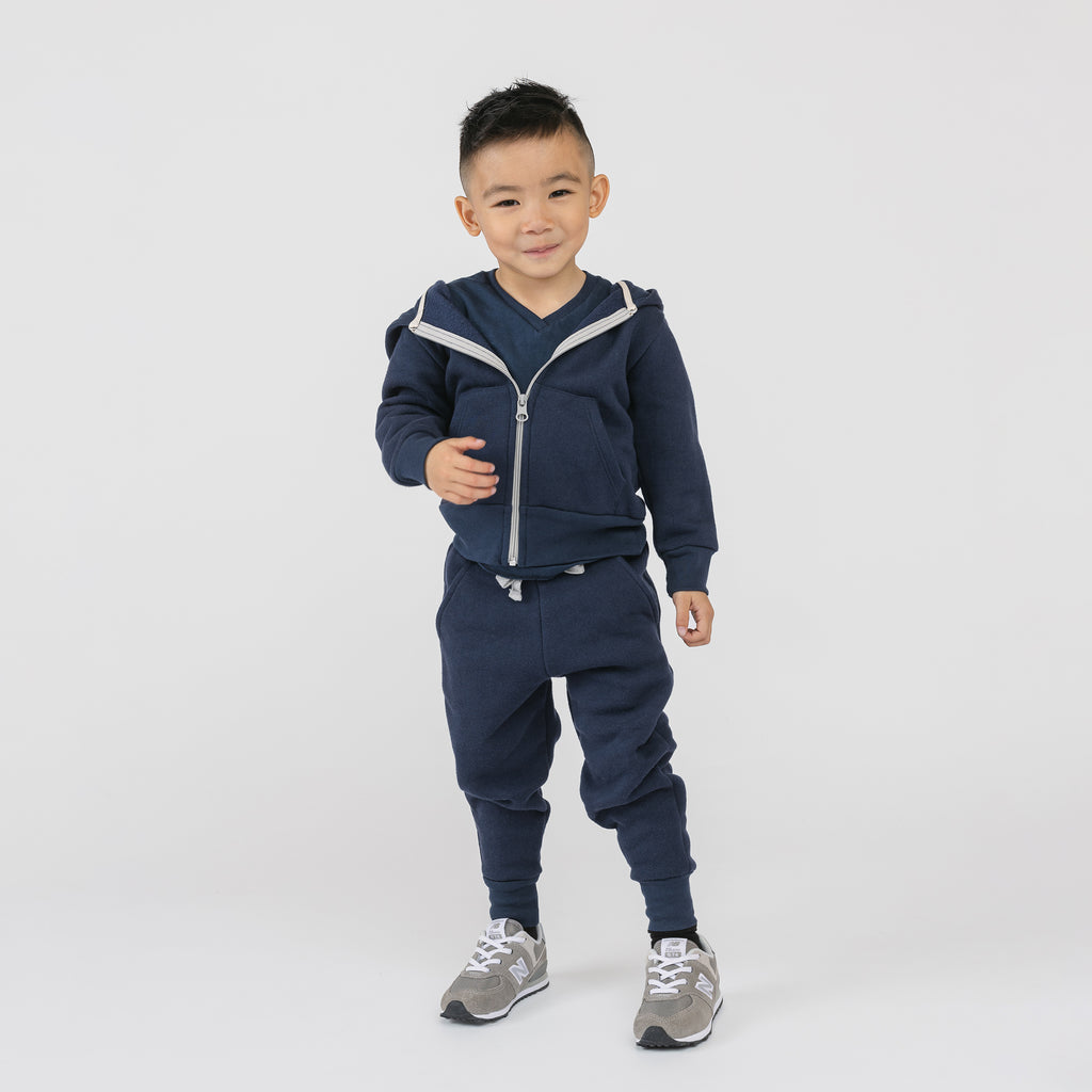 Plush Skinny Sweats - Sweatpants - Navy - 6-12 months - mini mioche