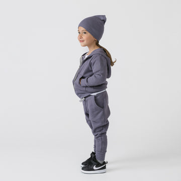 Plush Skinny Sweats - Baby Toddler and Kids Organic Cotton Sweatpants - Vintage Plum - 6-12 months - mini mioche