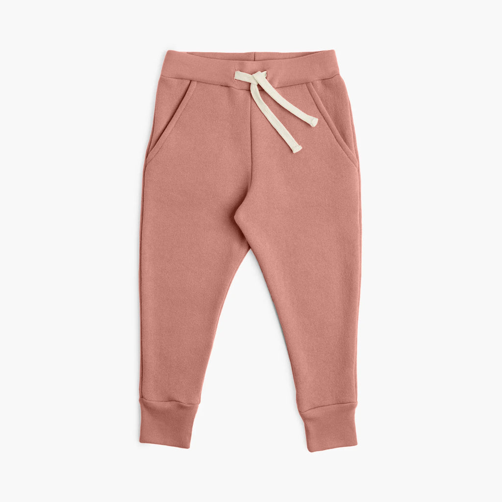 Kids Organic Cotton Sweatpants - Cozy Skinny Sweats - Plastic-Free French Terry- Clay - Baby Toddler Children - mini mioche