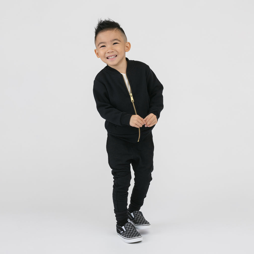 Plush Varsity Bomber - Jackets - Black - 1/2 years - mini mioche