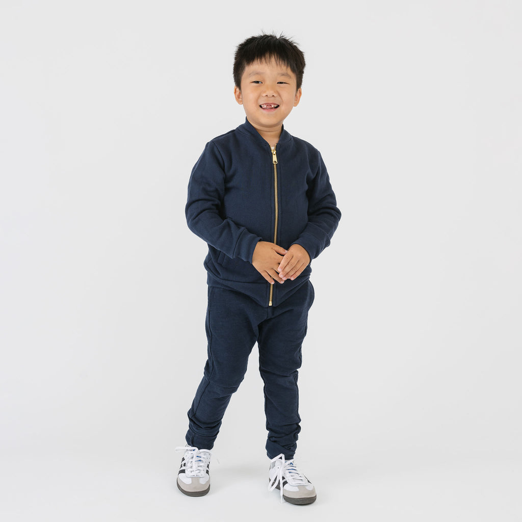 Plush Varsity Bomber - Jackets - Navy - 1/2 years - mini mioche