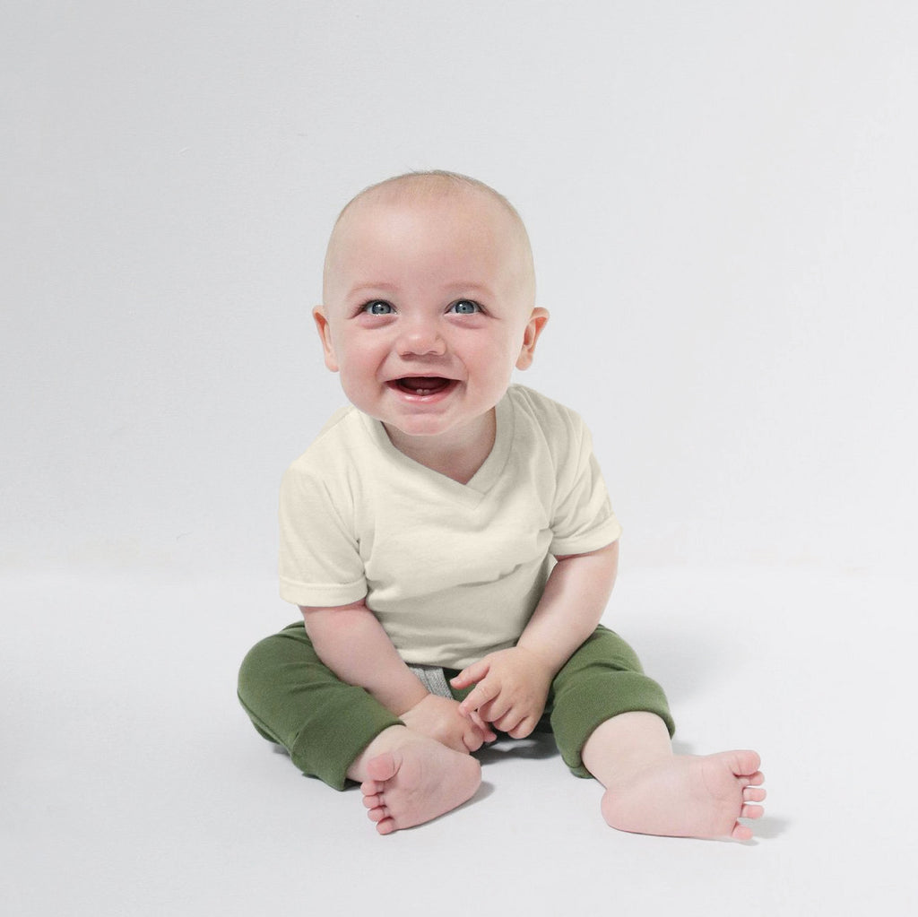 Cloud V-Neck Tee - Short Sleeve Tees - Natural - 6-12 months - mini mioche