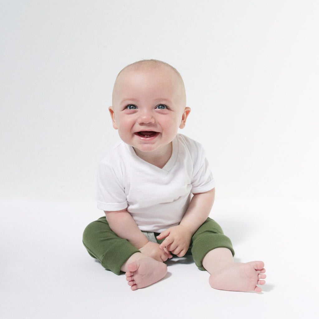 Cloud V-Neck Tee - Short Sleeve Tees - White - 6-12 months - mini mioche