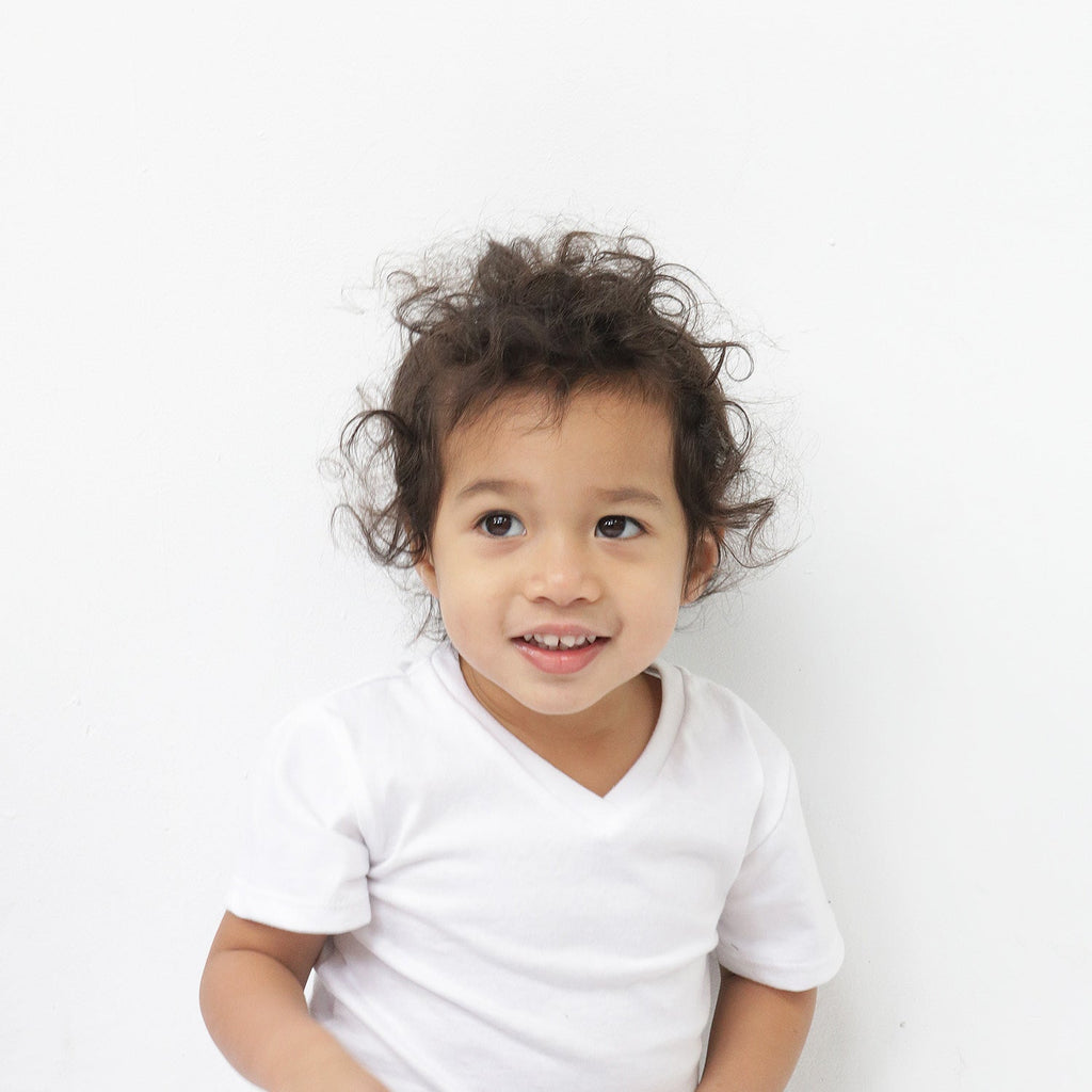 Cloud V-Neck Tee - Short Sleeve Tees - White - 6-12 months - mini mioche