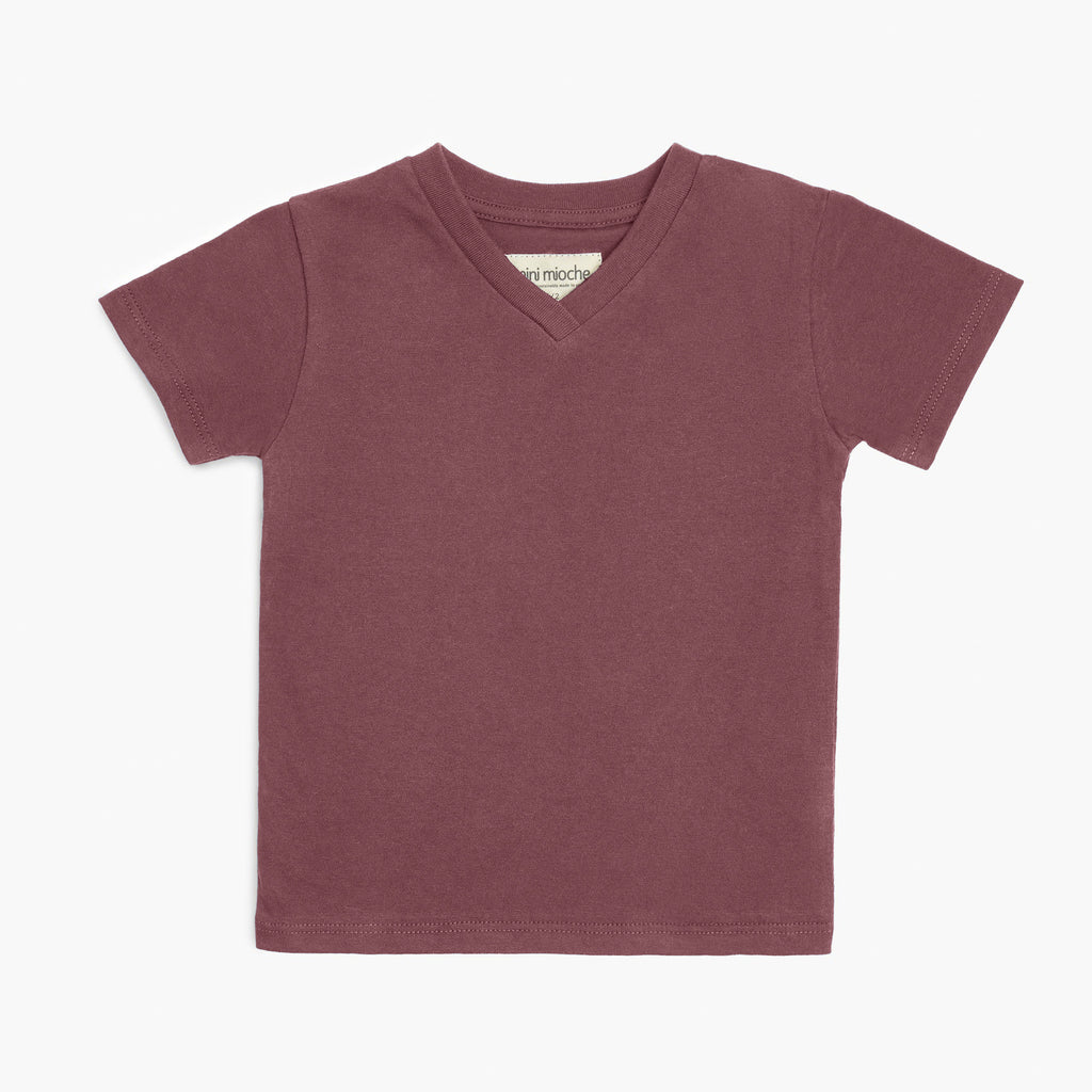 Cloud V-Neck Tee - Short Sleeve Tees - Pomegranate - 6-12 months - mini mioche