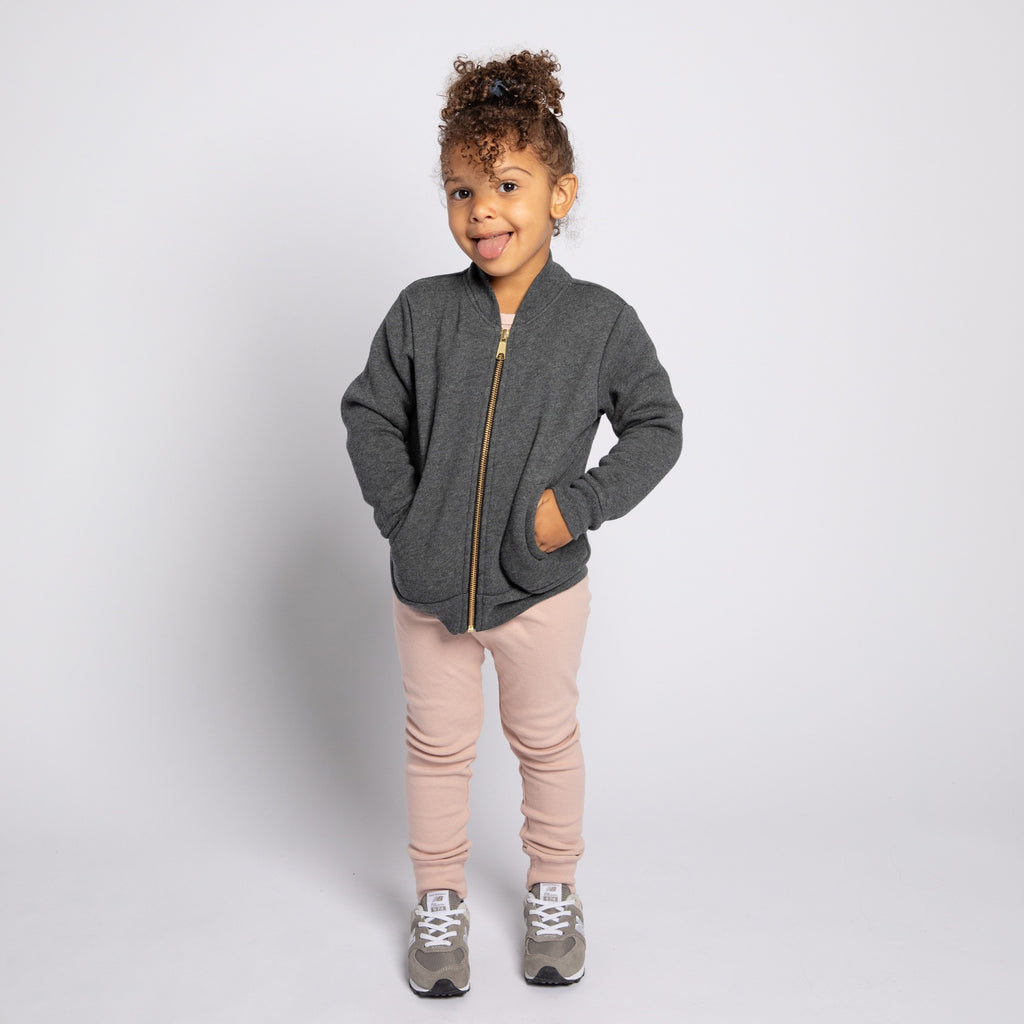 Varsity Bomber - Jackets - Heather Charcoal - 1/2 years - mini mioche