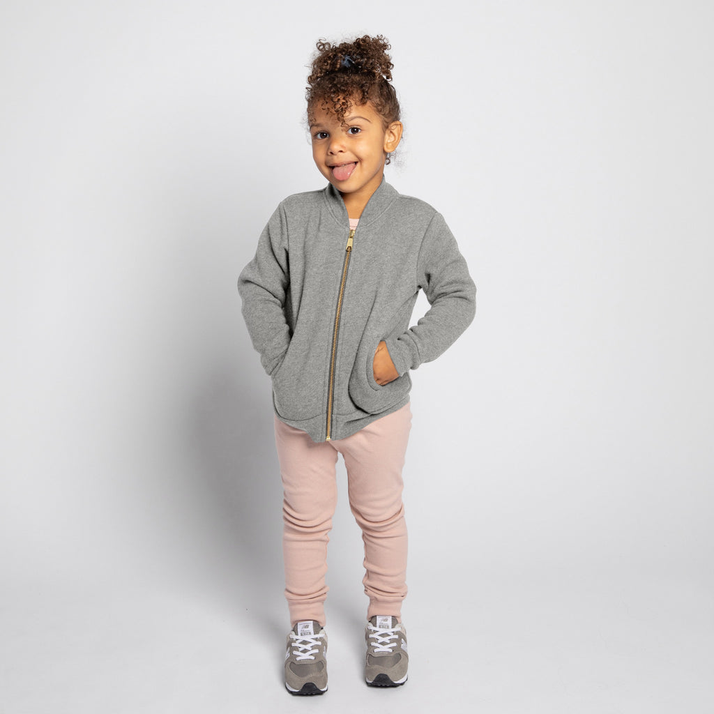 Varsity Bomber - Jackets - Heather Grey - 1/2 years - mini mioche