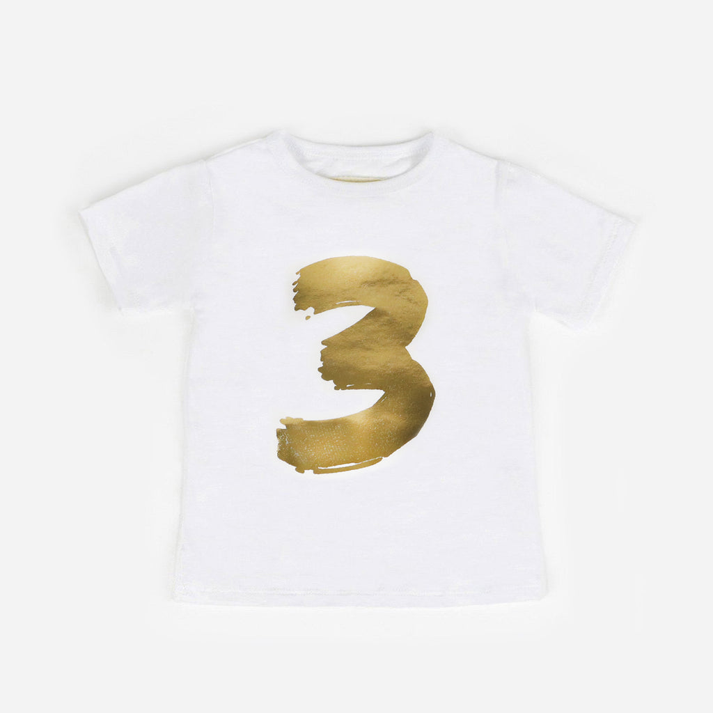 Number Tee - Short Sleeve Tees - White - 3 - mini mioche