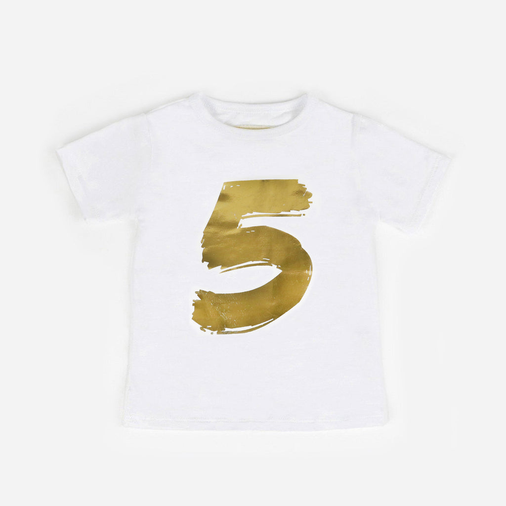 Number Tee - Short Sleeve Tees - White - 5 - mini mioche