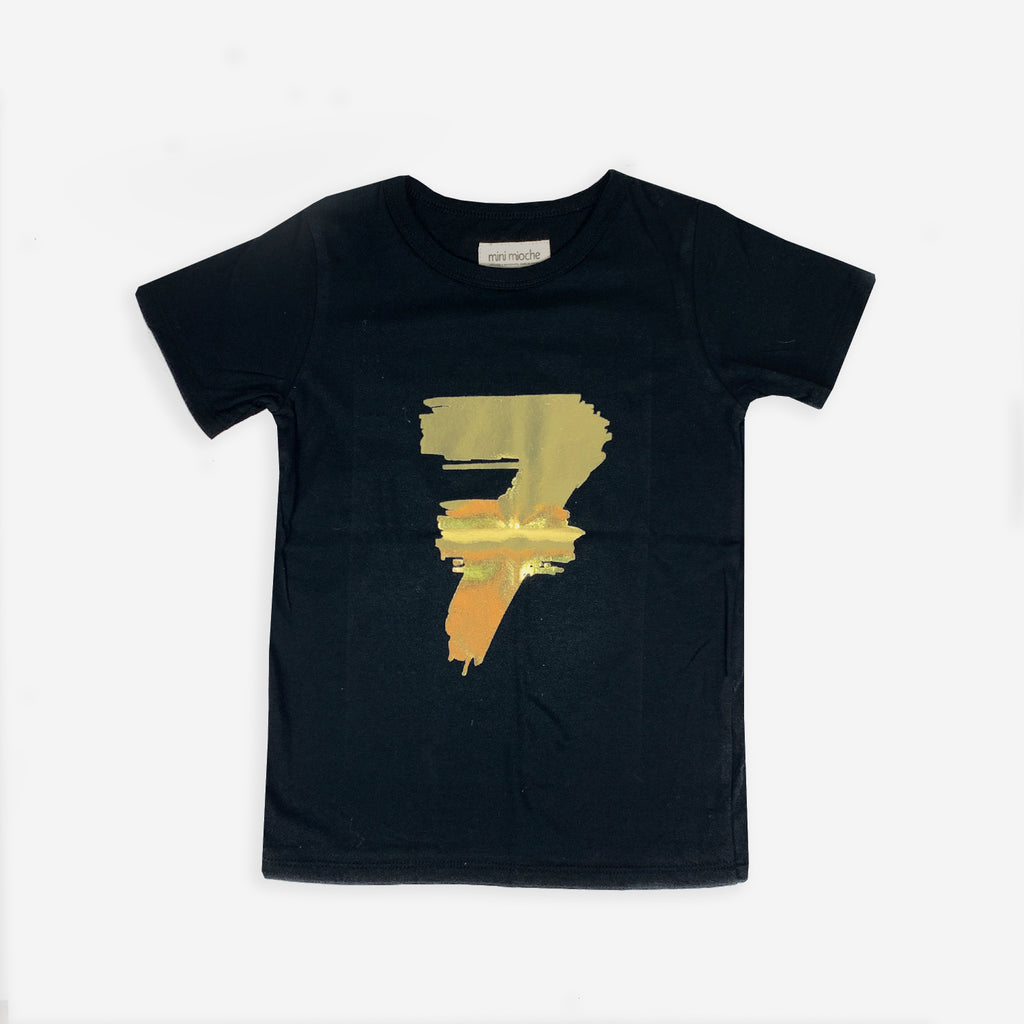 Number Tee - Short Sleeve Tees - Black - 7 - mini mioche