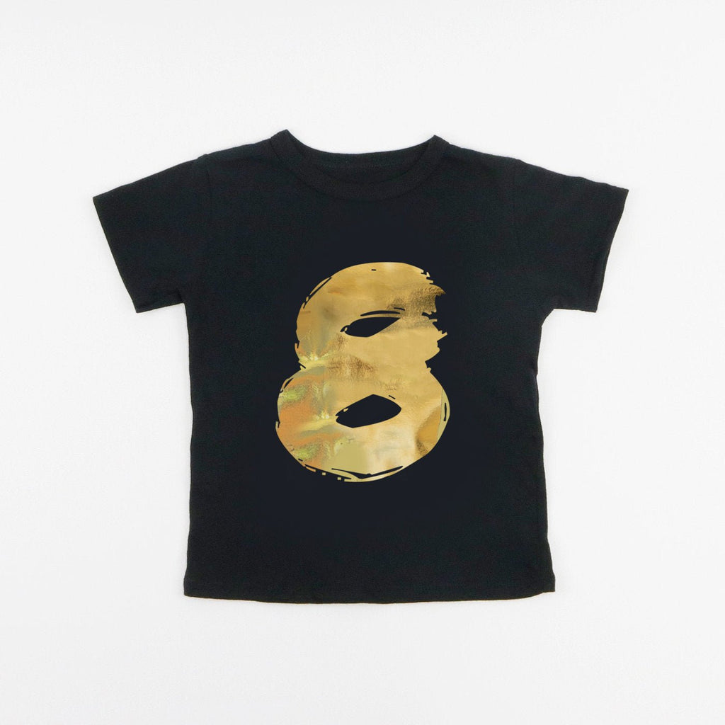 Number Tee - Short Sleeve Tees - Black - 8 - mini mioche