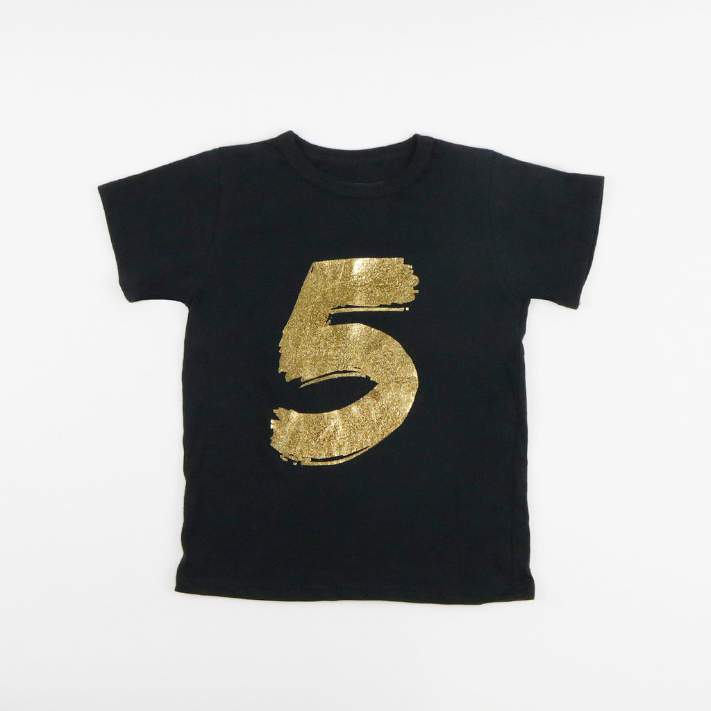 Number Tee - Short Sleeve Tees - Black - 5 - mini mioche